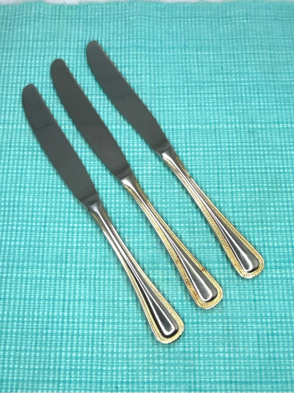Wallace Gold Royal Bead Flatware 3 Dinner Knives Replacement